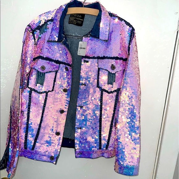 Free People Jackets & Blazers - FREE PEOPLE SEQUIN EMBROIDERED DENIM JACKET DEMI